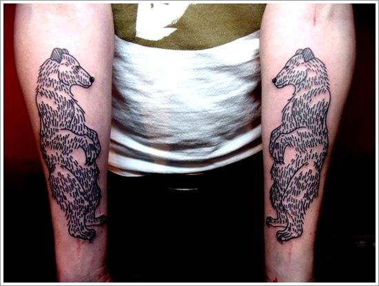 Black simple bear tattoo on arm