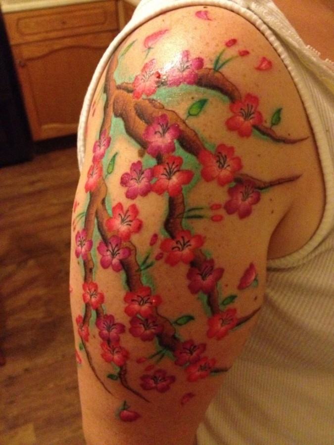 Blossom tree cherry tattoo on arm