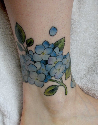 Blue flower lovely tattoo