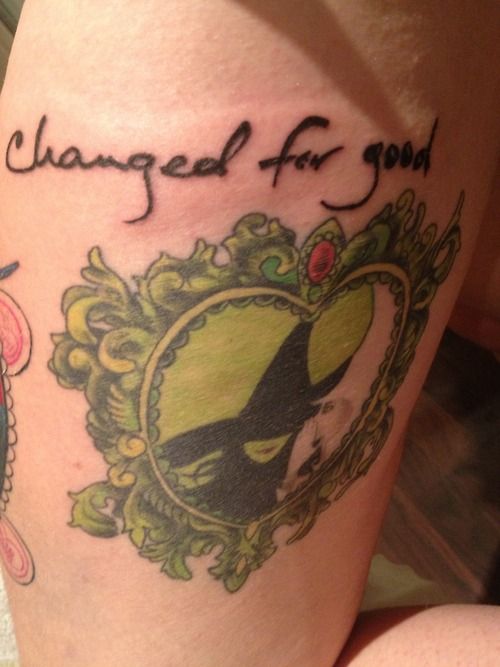 Changed for good quote tattoo on leg