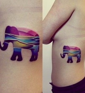 Colorful elephant lovely tattoo