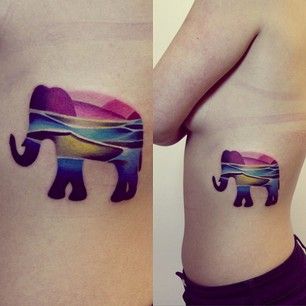 Colorful elephant lovely tattoo