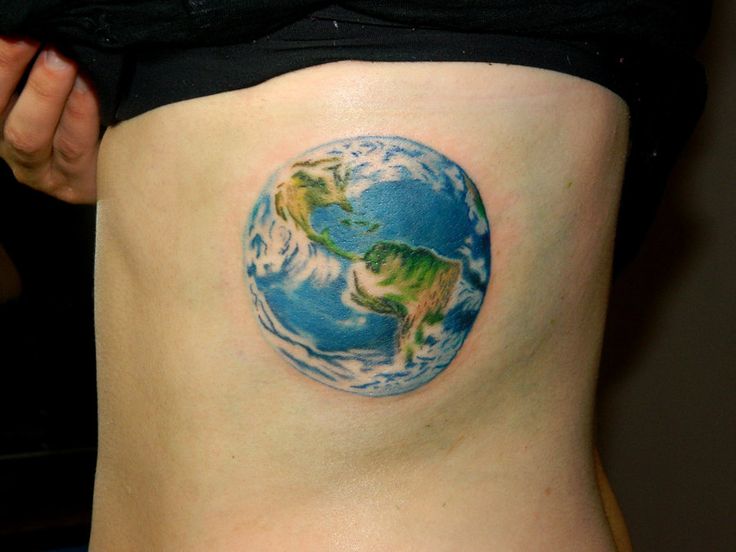 Colorful globe tattoo