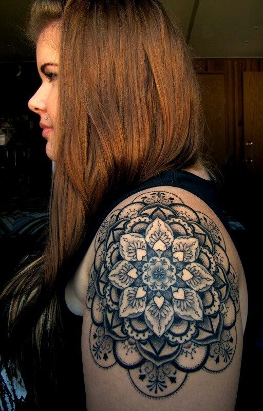 Detail and dimension black shoulder tattoo