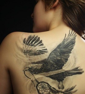 Eagle with dream catcher tattoo