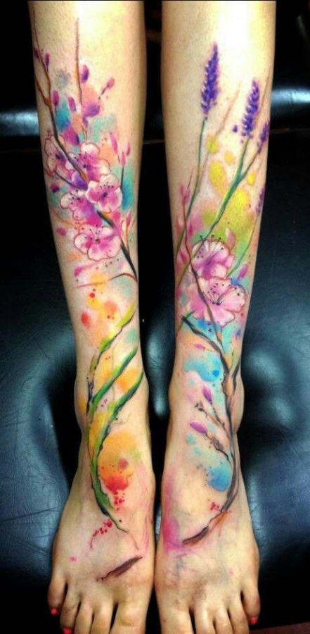 Flowers watercolor tattoo