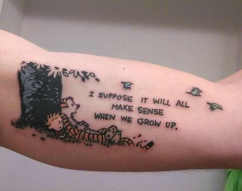 Funny animation book tattoo on arm