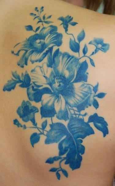 Gorgeous lovely blue flowers tattoos