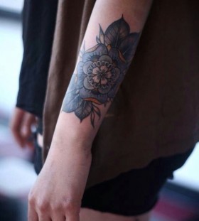 Gorgeous simple blue flowers tattoos