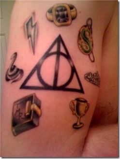 Harry Poter style back book tattoo