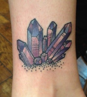 Huge blocks of crystal tattoo on leg