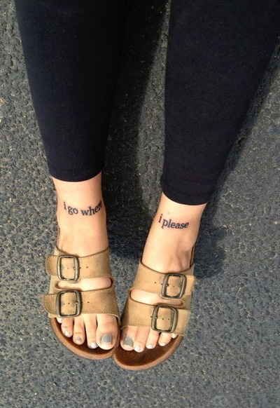 I go when I please tattoo with shoes