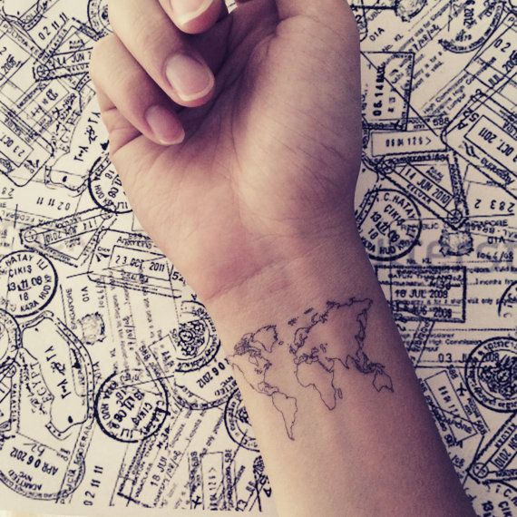 Lovely small black map tattoo on arm