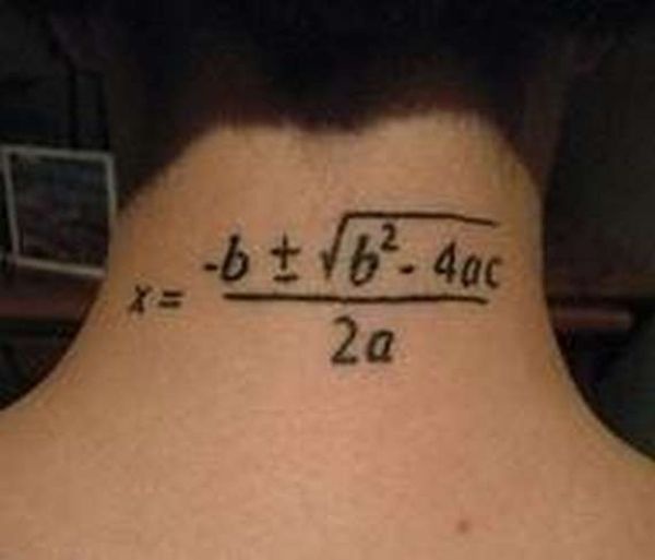 Math formula tattoo on neck