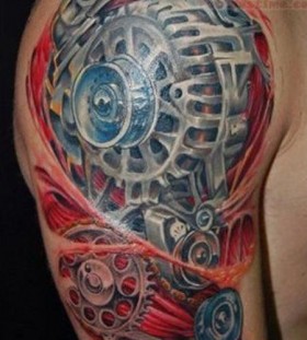 Mechanic's style car tattoo on arm