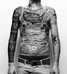 Men's full body interesting design tattoo