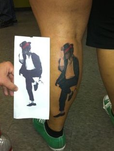 Michael Jackson tattoo on leg