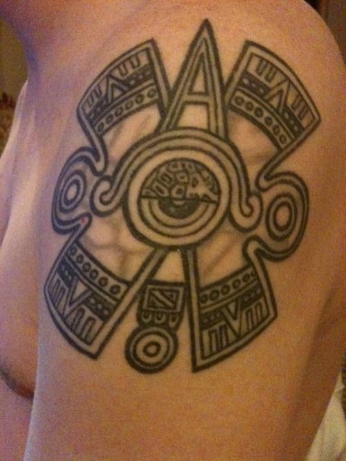 Modern style eye tattoo on shoulder