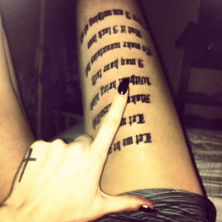 My life quote tattoo on leg