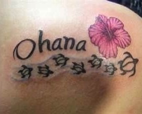 Ohana flower hawaiian style tattoo