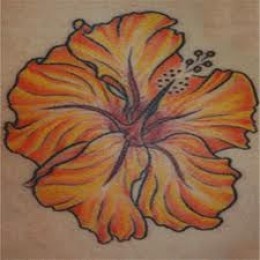 Orange flower hawaiian style tattoo