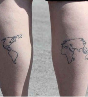 Perfect lovely map tattoo on legs