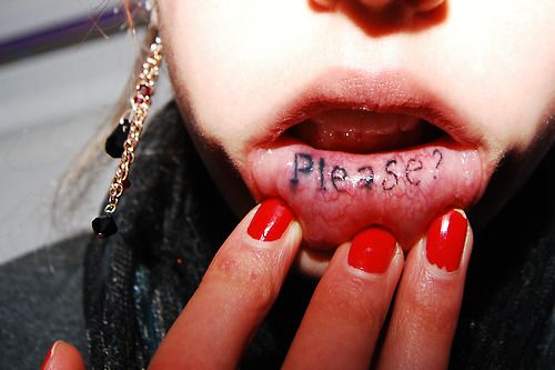 Please black lips tattoo