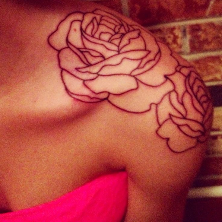 Pretty and cute rose tattoo on shoulder