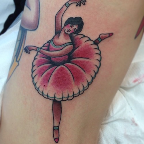 Realistic ballerina tattoo