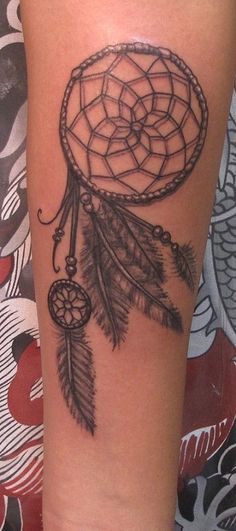 Realistic dream catcher tattoo