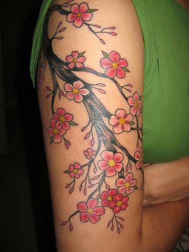 Red lovely cherry tattoo on arm