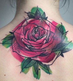 Red lovely rose tattoo on arm