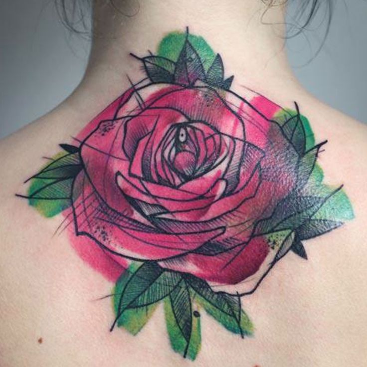 Red lovely rose tattoo on arm