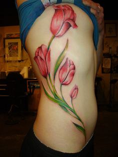 Red tulip tattoo