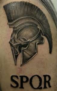 Roman style soldier tattoo on arm