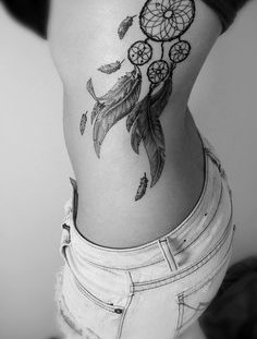 Side dream catcher tattoo