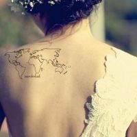 Simple lovely map tattoo on back