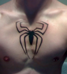 Spider tattoo on man breast