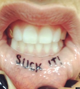 Suck it lips tattoo