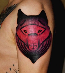 Unique colors wolf tattoo on arm