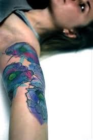 Watercolor floral blue flowers tattoos