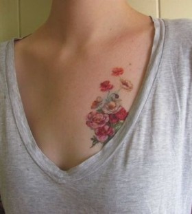 Wildflowers tattoo on chest