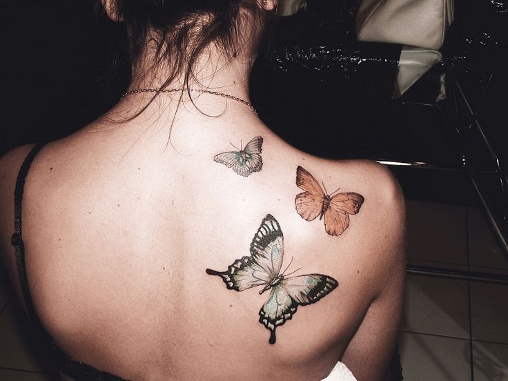 Yellow and black butterfly tattoo on shoulder