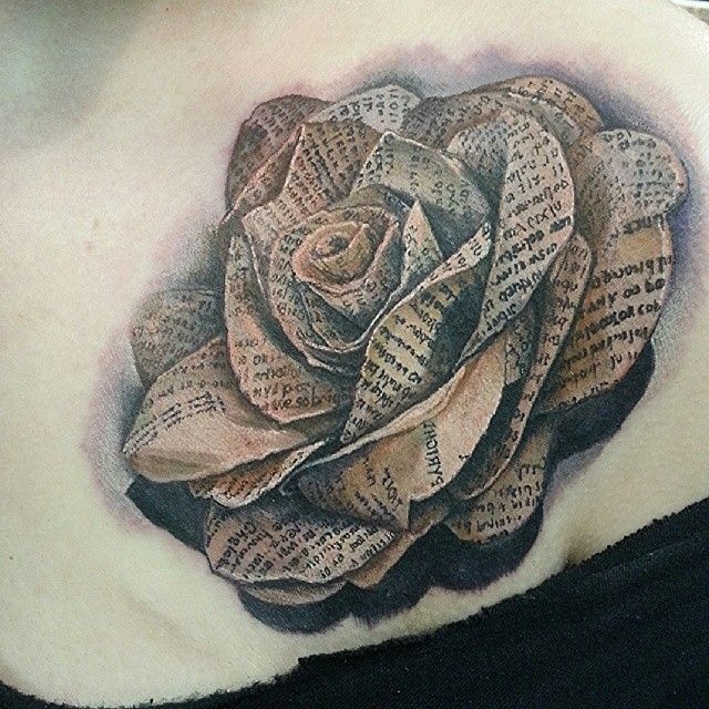 Yellow rose ornaments tattoo