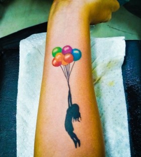 Adorable hand balloon tattoo