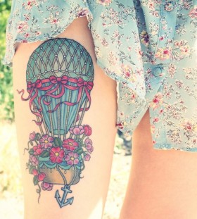 Amazing colorful girl's balloon tattoo