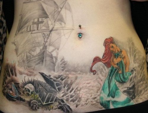 Awesome looking mermaid tattoo