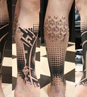 Black adorable geometric tattoo on leg