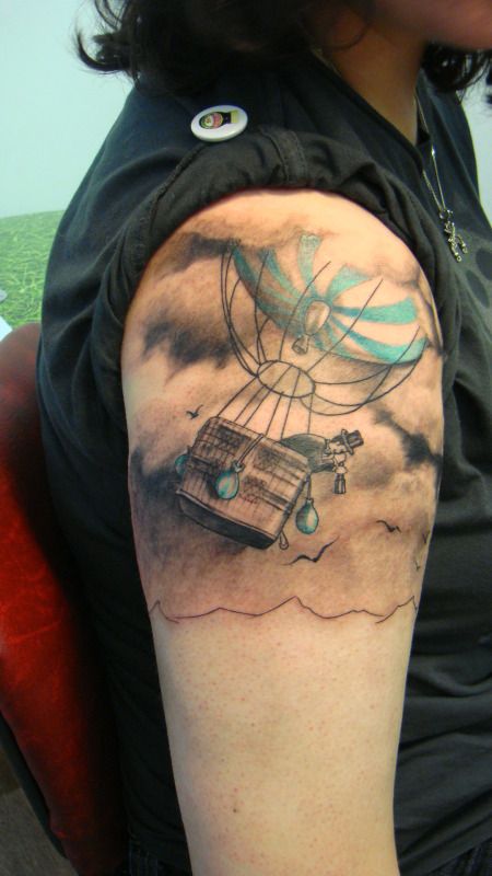 Black stylish balloon tattoo