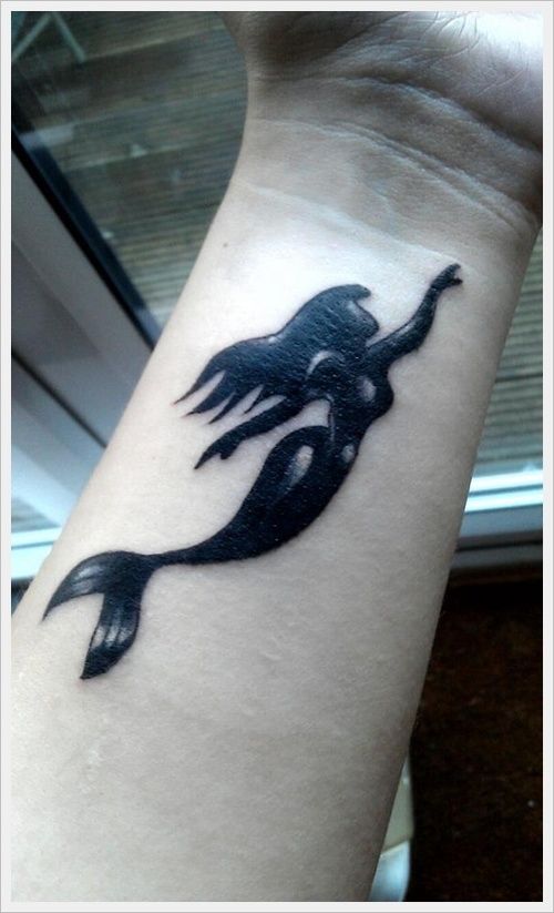 Black wrist mermaid tattoo